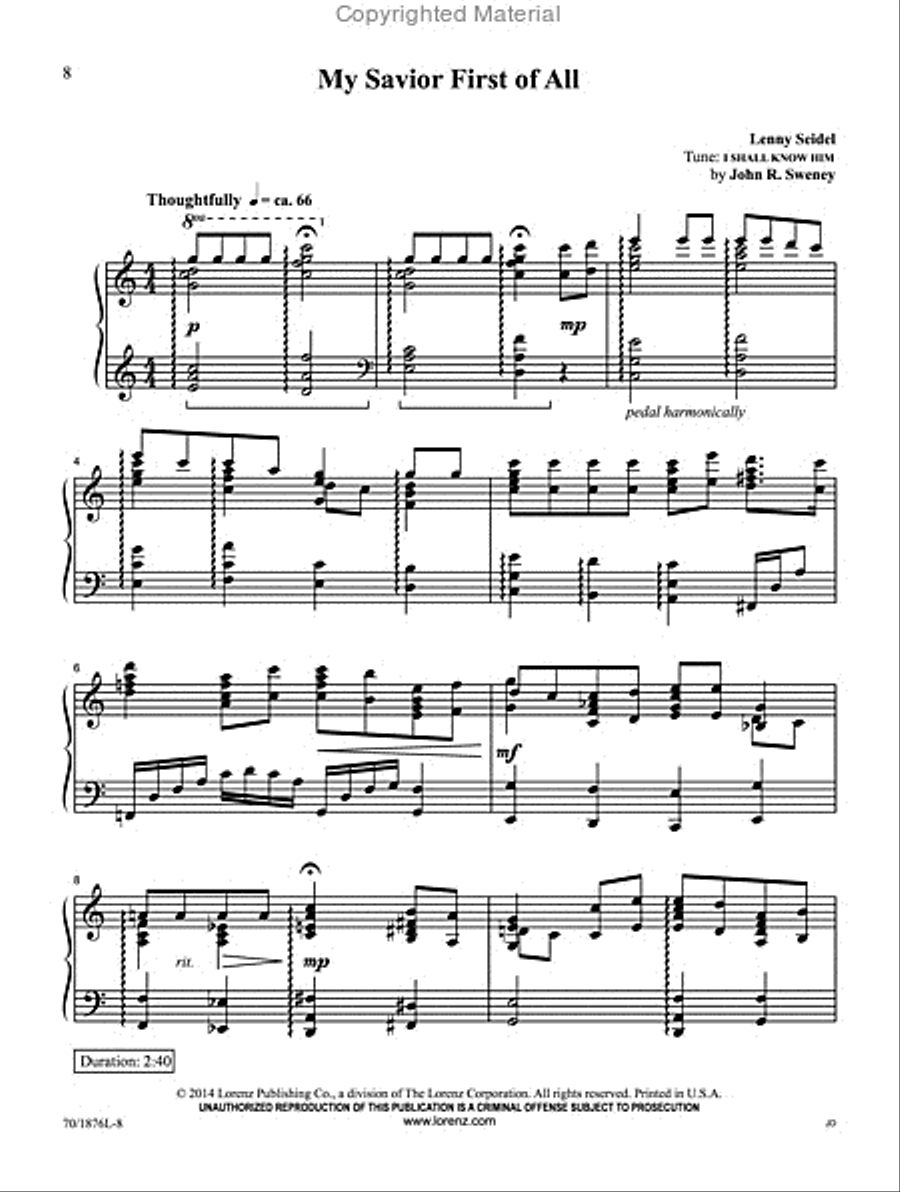 My Savior First of All Piano Solo scores gallery preview page 2