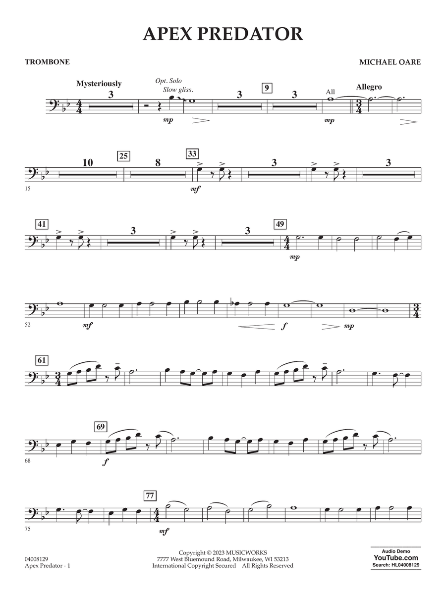 Apex Predator - Trombone Apex Predator - Trombone Concert Band scores gallery preview page 1
