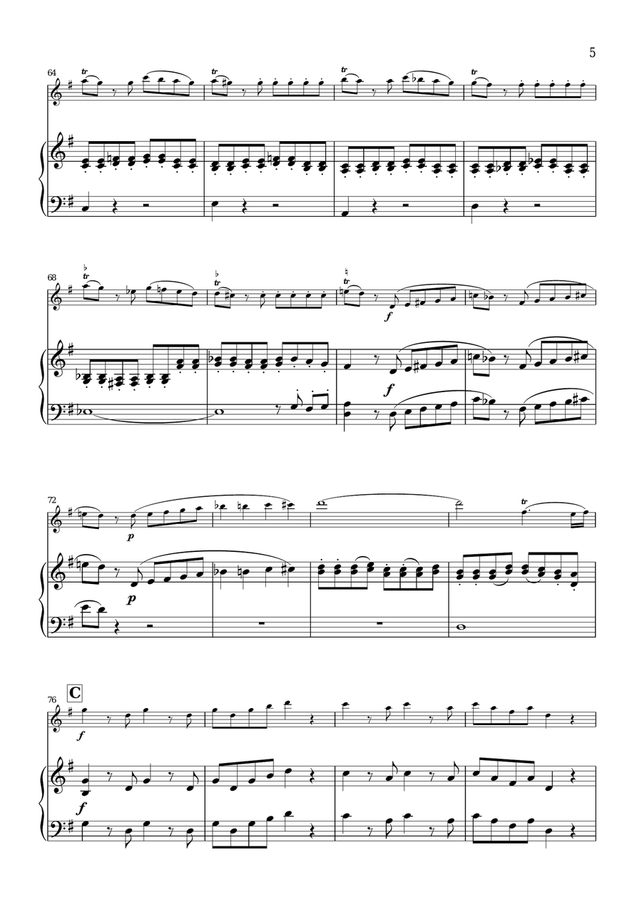 Eine Kleine Nachtmusik (for violin and piano/keyboard) Eine Kleine Nachtmusik (for violin and piano/keyboard) Violin Solo scores gallery preview page 5