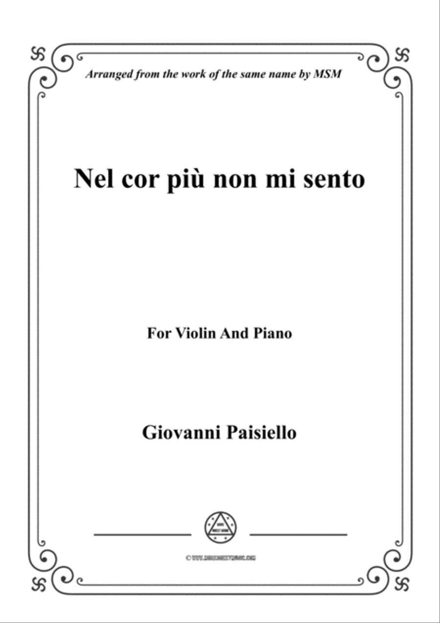 Paisiello-Nel cor più non mi sento,for Violin and Piano Violin Solo scores gallery preview page 1