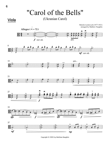 Christmas Album for String Quartet: Viola image number null