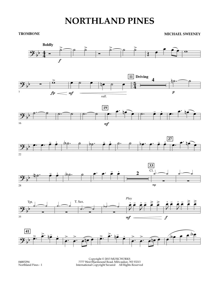 Northland Pines - Trombone Concert Band scores gallery preview page 1