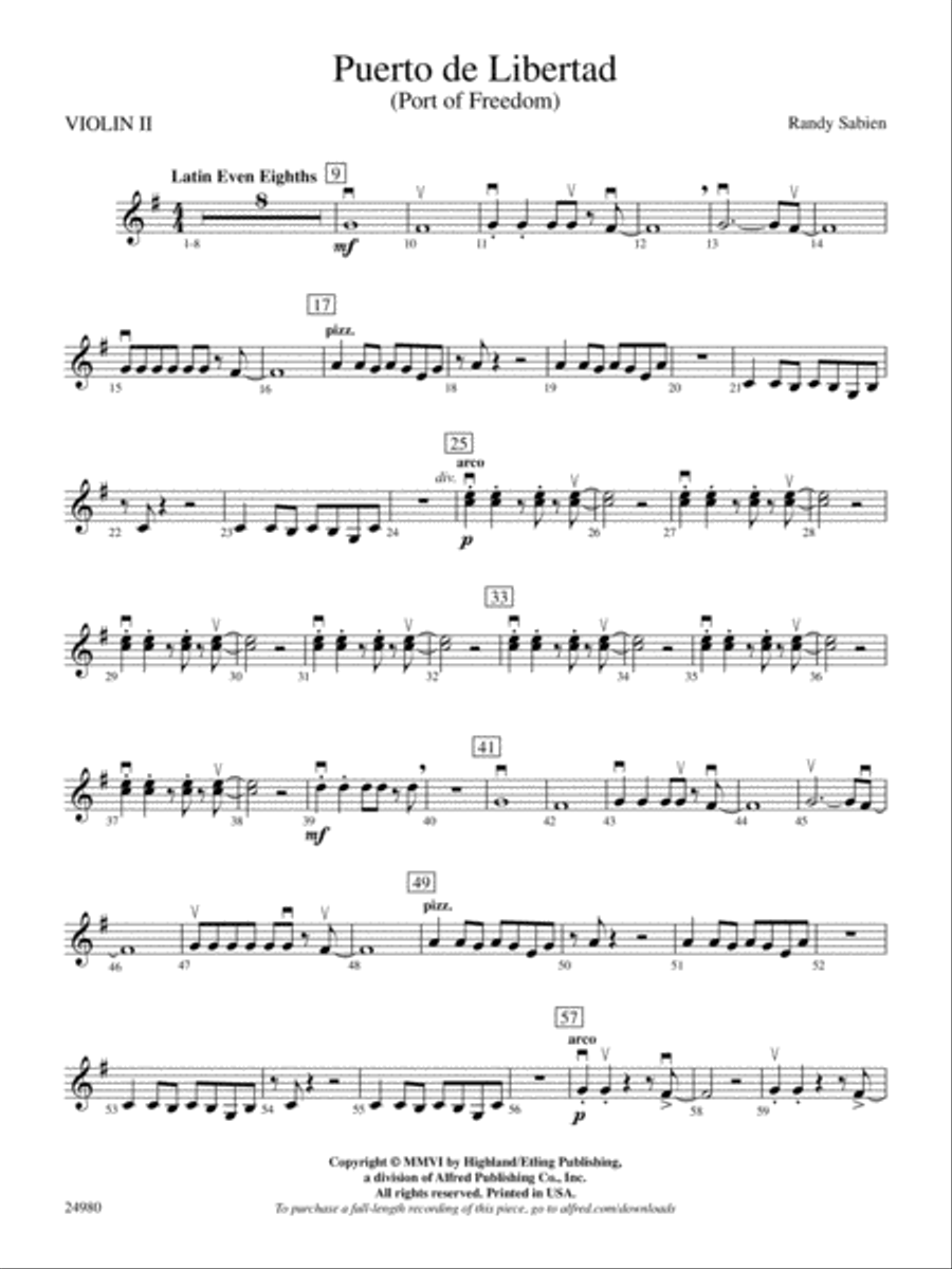 Puerto de Libertad (Port of Freedom): 2nd Violin String Orchestra scores gallery preview page 1