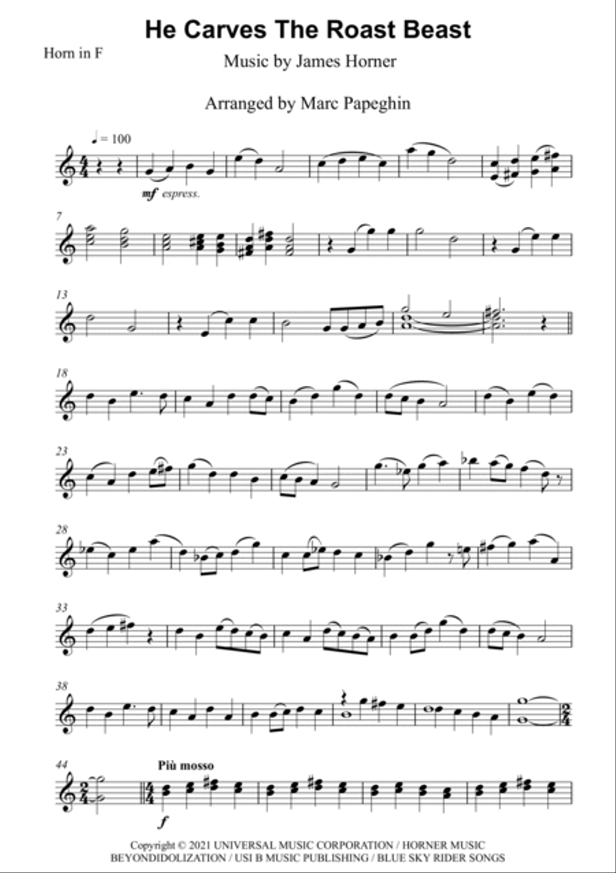 He Carves The Roast Beast Horn Solo scores gallery preview page 2