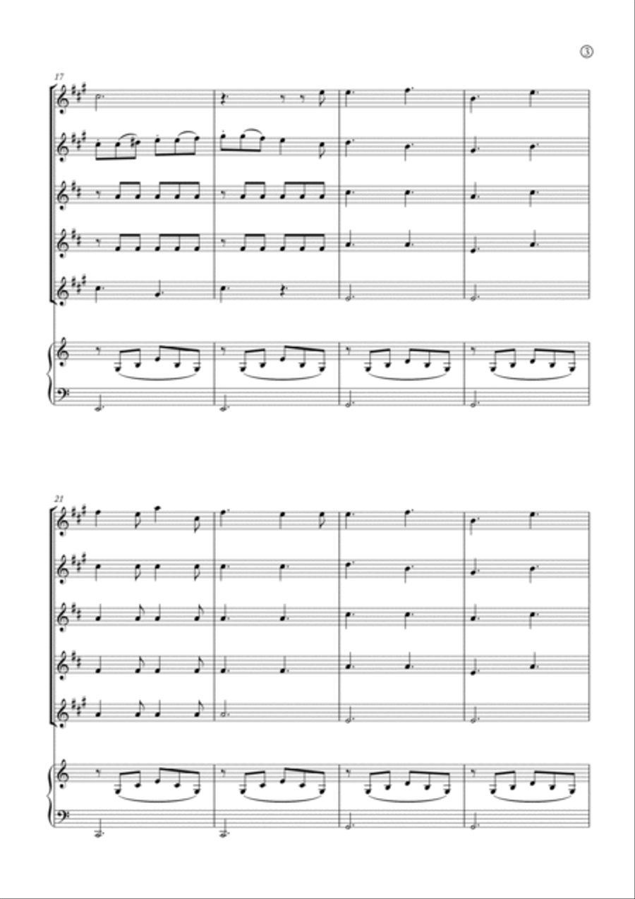 Oh Holy night Saxophone Quintet scores gallery preview page 3