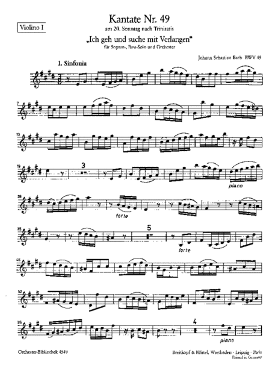 Cantata BWV 49 “Ich geh und suche mit Verlangen” Orchestra scores gallery preview page 2