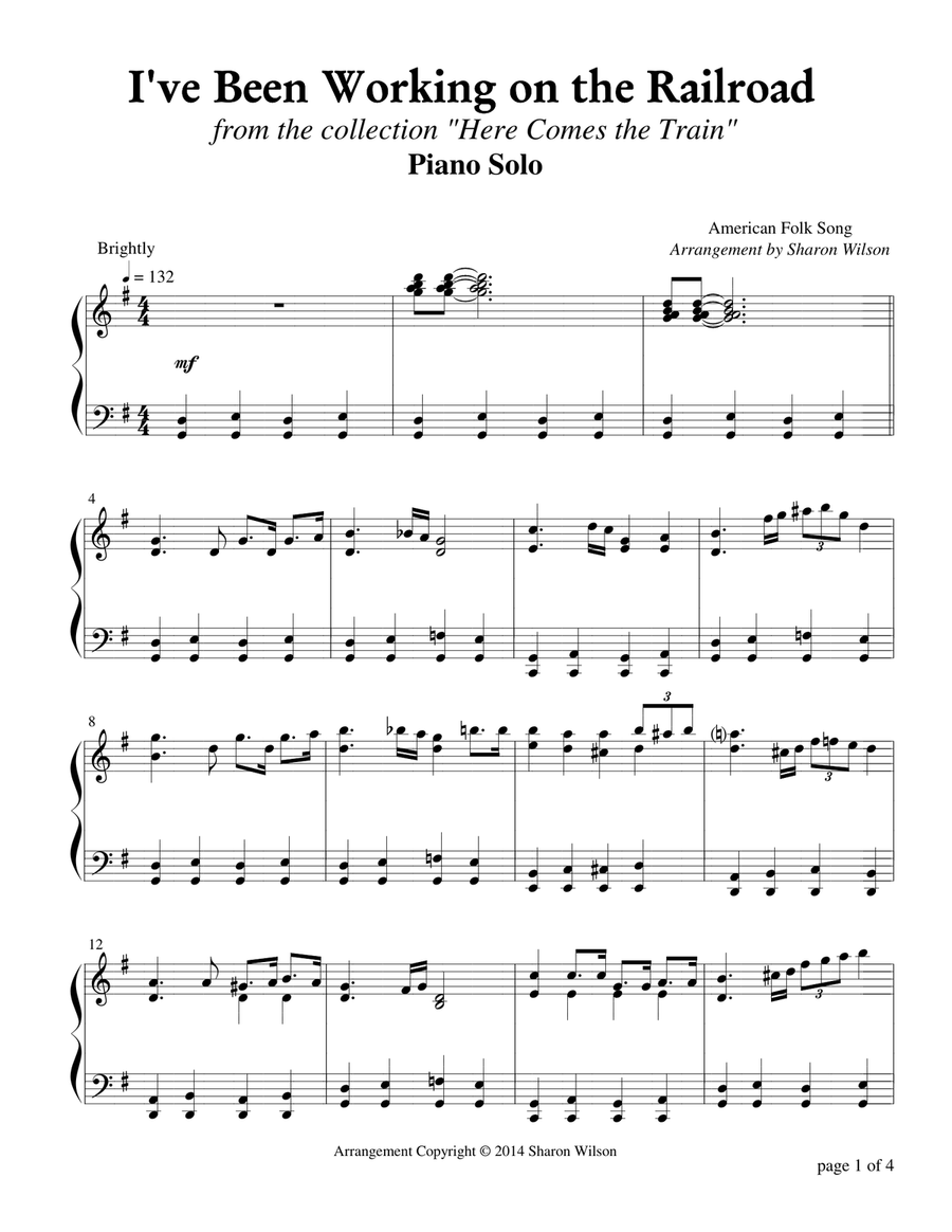 I've Been Working on the Railroad Piano Solo scores gallery preview page 1