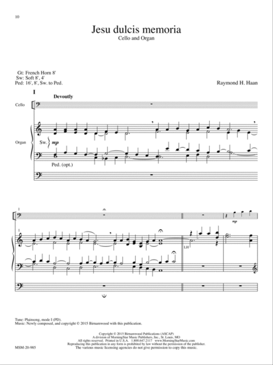 Five Preludes for Cello and Organ Organ Accompaniment scores gallery preview page 6