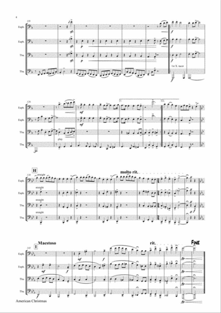 American Christmas - Mash up Rondo of best Christmas Songs - Low Brass Quartet/Tuba Quartet Brass Quartet scores gallery preview page 5
