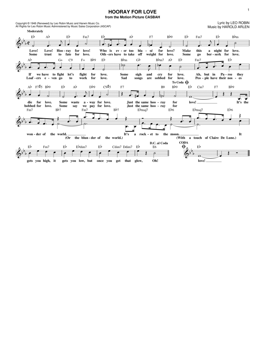 Hooray For Love Electric Guitar scores gallery preview page 1