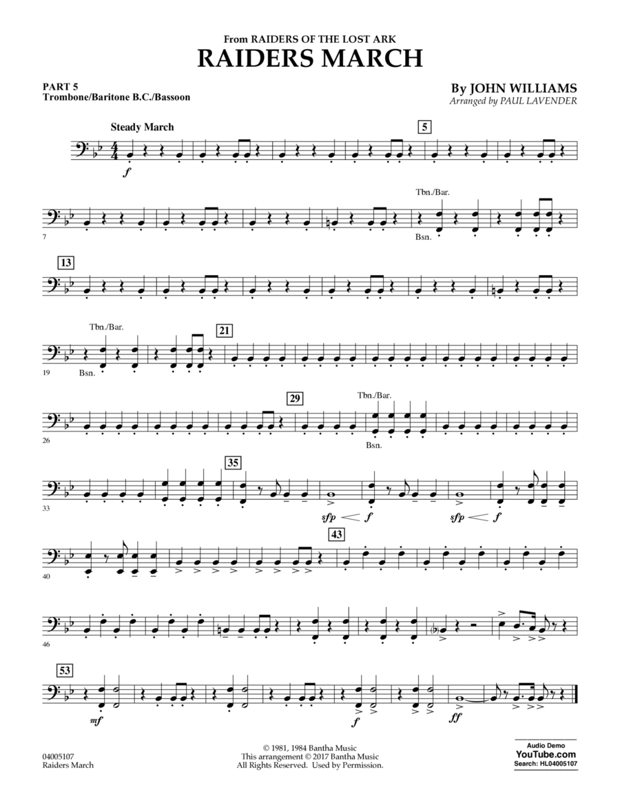 Raiders March - Pt.5 - Trombone/Bar. B.C./Bsn. Concert Band scores gallery preview page 1