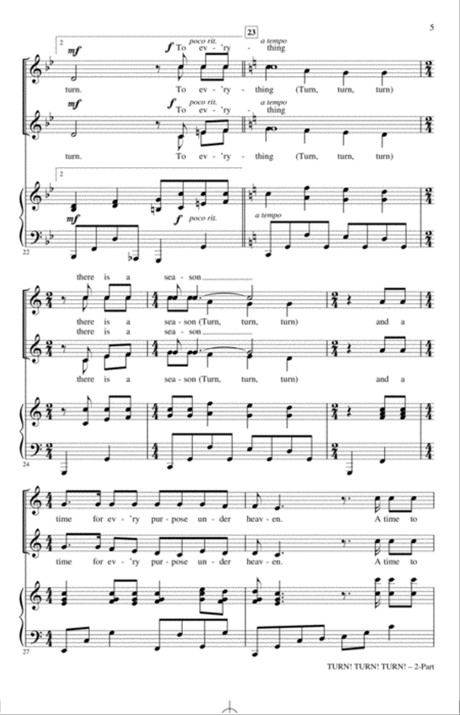 Turn! Turn! Turn! (To Everything There Is A Season) (arr. Cristi Cary Miller) 2-Part scores gallery preview page 4