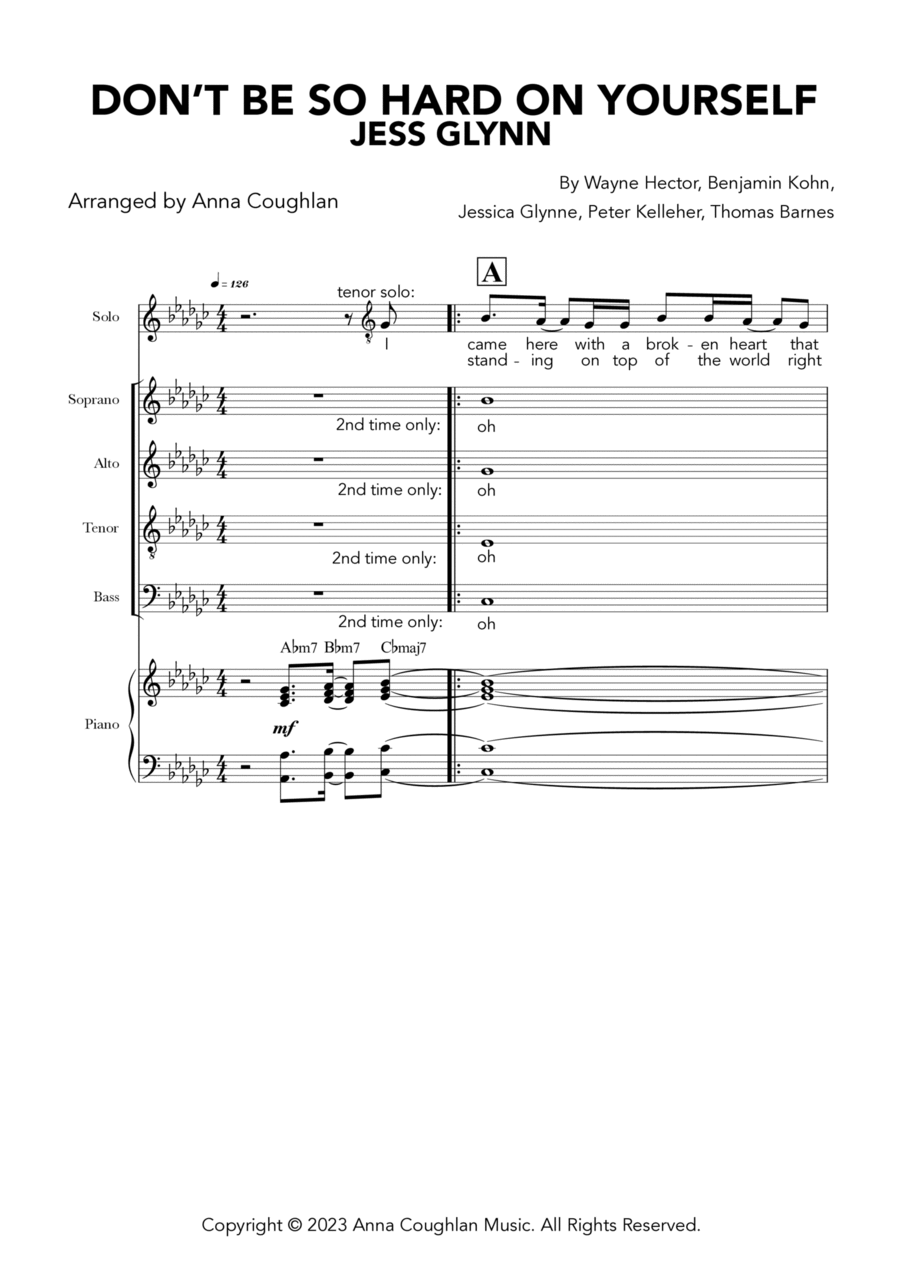 Don't Be So Hard On Yourself 4-Part scores gallery preview page 1