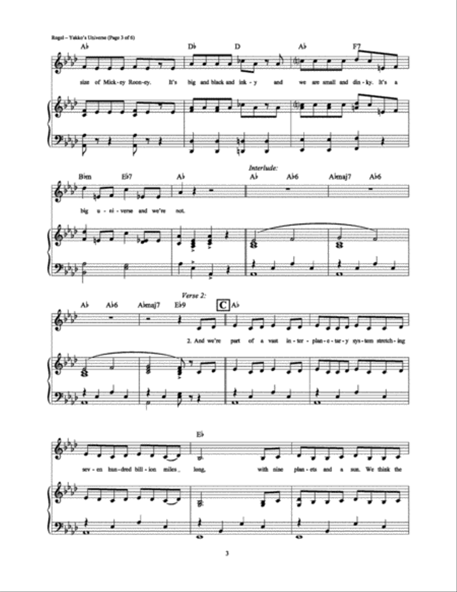 Yakko's Universe Piano, Vocal, Guitar scores gallery preview page 3