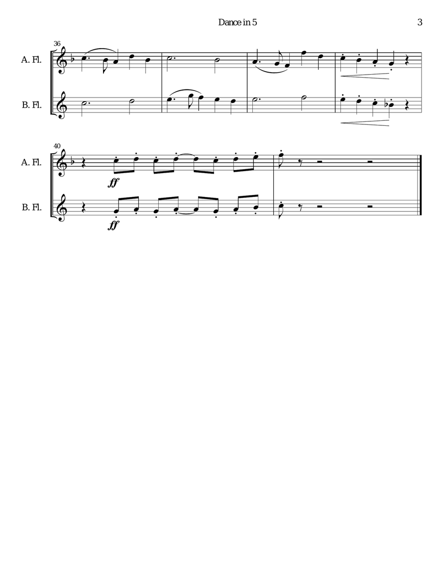 Dance in 5 for alto and bass flutes Flute Solo scores gallery preview page 3