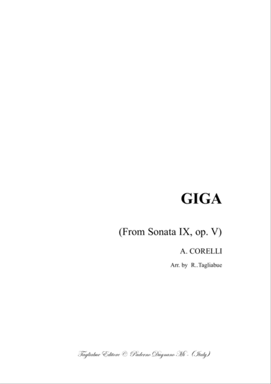 GIGA - CORELLI - From Sonata IX, Op. V - Arr. for Organ 3 staff Organ Solo scores gallery preview page 1