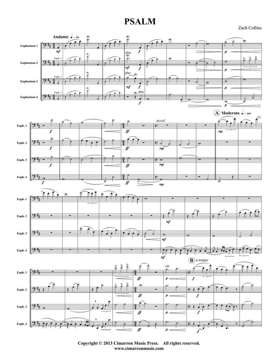 Psalm Euphonium Quartet - Digital Sheet Music