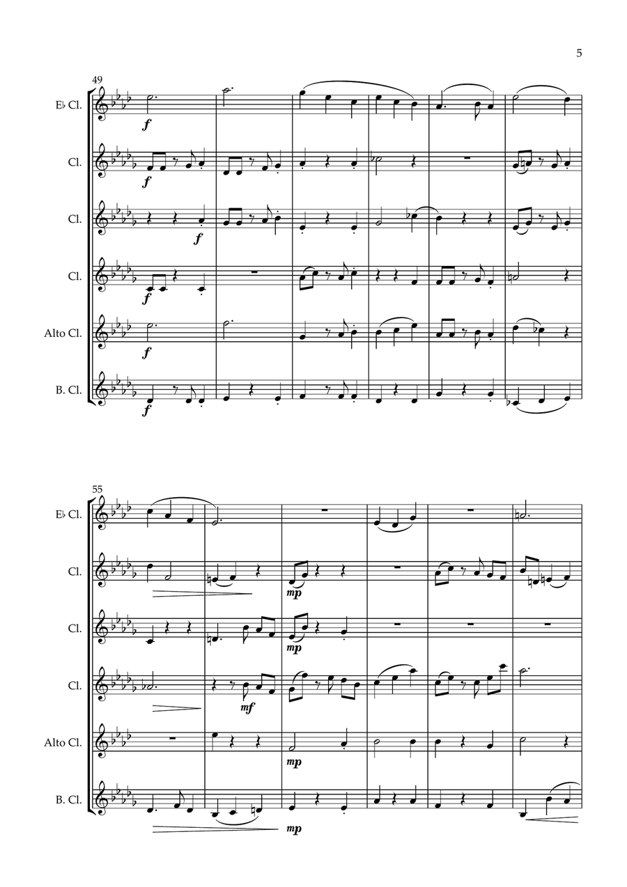 Weekend in Paris. Original Jazz Waltz for Clarinet Choir Clarinet Choir scores gallery preview page 6