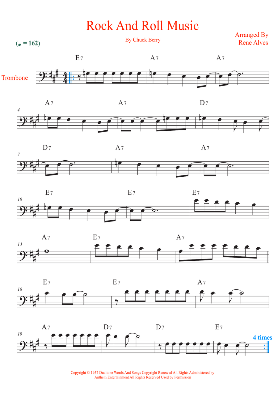 Rock And Roll Music Rock And Roll Music Trombone Solo scores gallery preview page 1