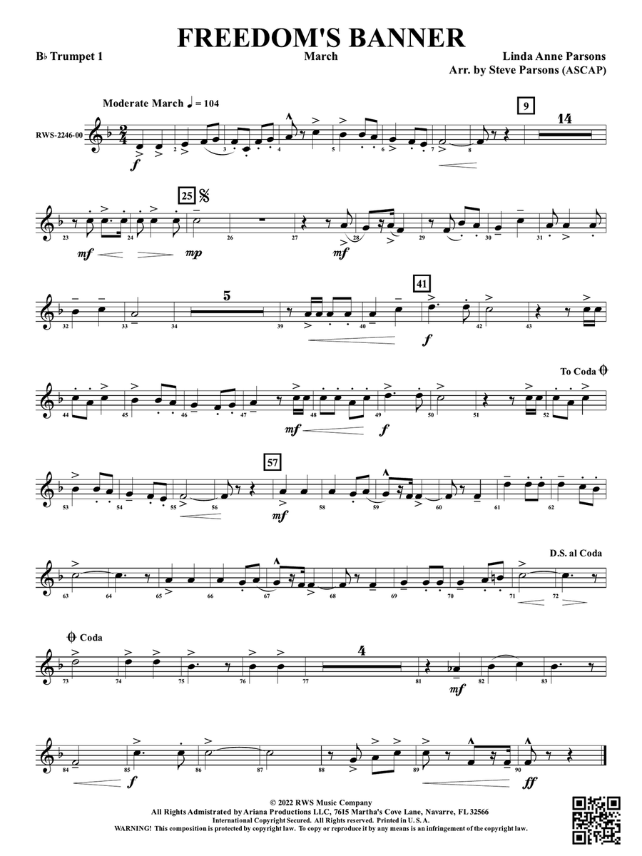 Freedom's Banner - March: 1st B-flat Trumpet B-Flat Trumpet scores gallery preview page 1