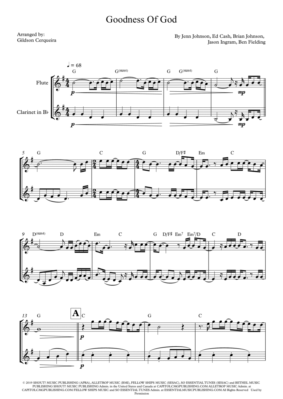 Goodness Of God Woodwind Duet scores gallery preview page 1