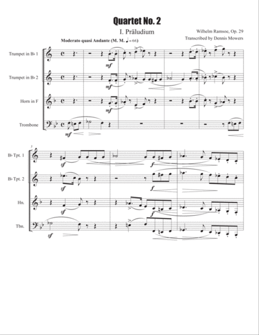 Quartet No. 2 for Brass - Wilhelm Ramsoe, Op. 29 Brass Ensemble scores gallery preview page 3