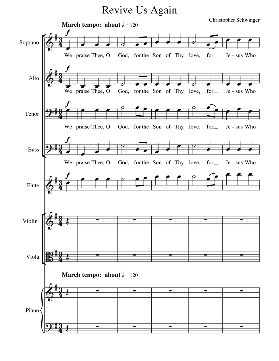 Revive Us Again - #3 of 5 in my Suite of Hymns 4-Part scores gallery preview page 1