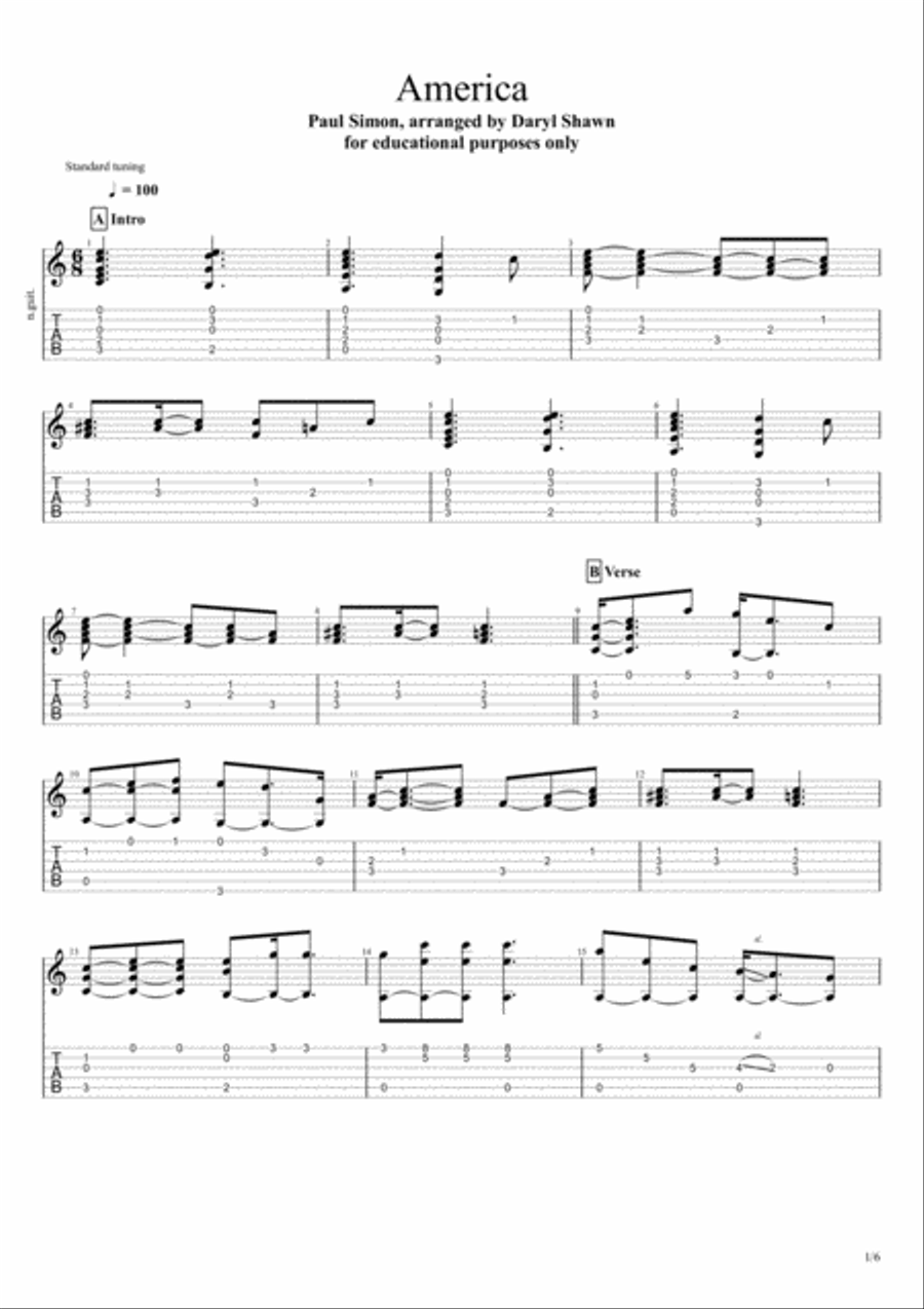 America Electric Guitar scores gallery preview page 1