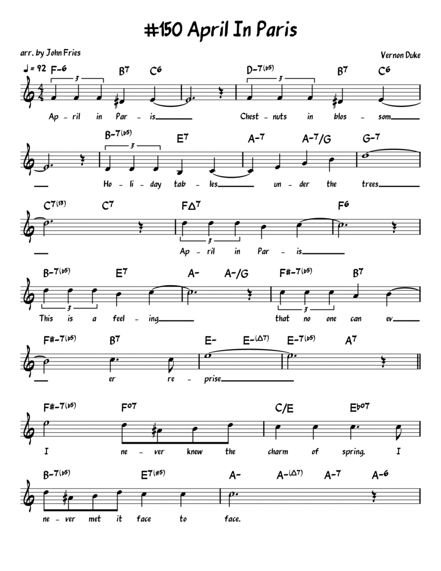 April In Paris Piano, Vocal, Guitar scores gallery preview page 1