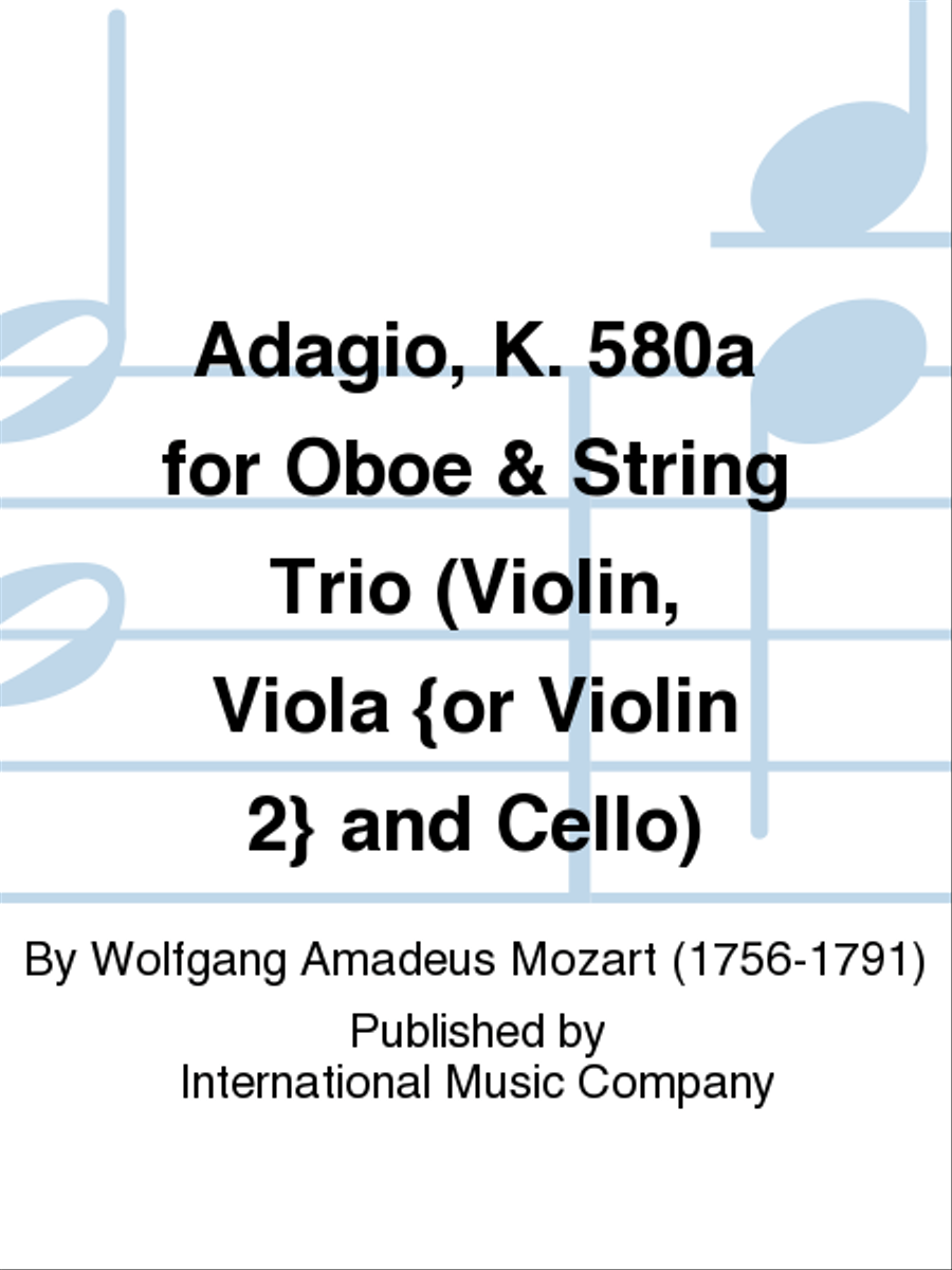 Adagio, K. 580A For Oboe & String Trio (Violin, Viola [Or Violin 2] And Cello) Oboe scores gallery preview page 1