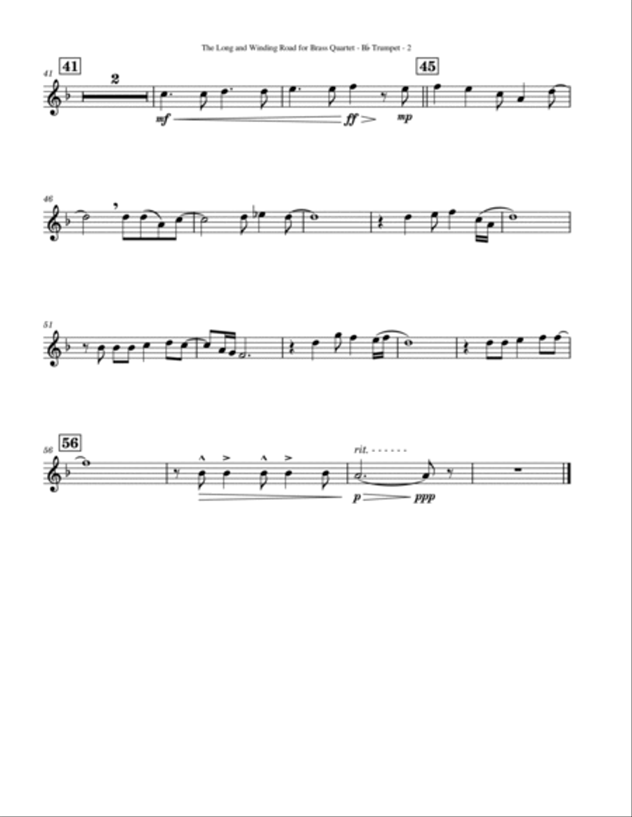 The Long And Winding Road Brass Quartet scores gallery preview page 6