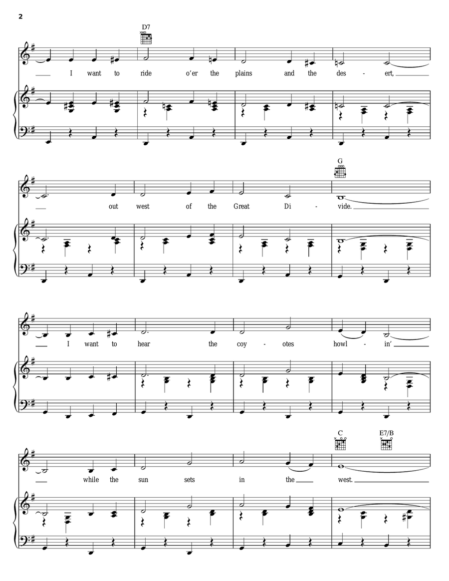 I Want To Be A Cowboy's Sweetheart Piano, Vocal, Guitar scores gallery preview page 2