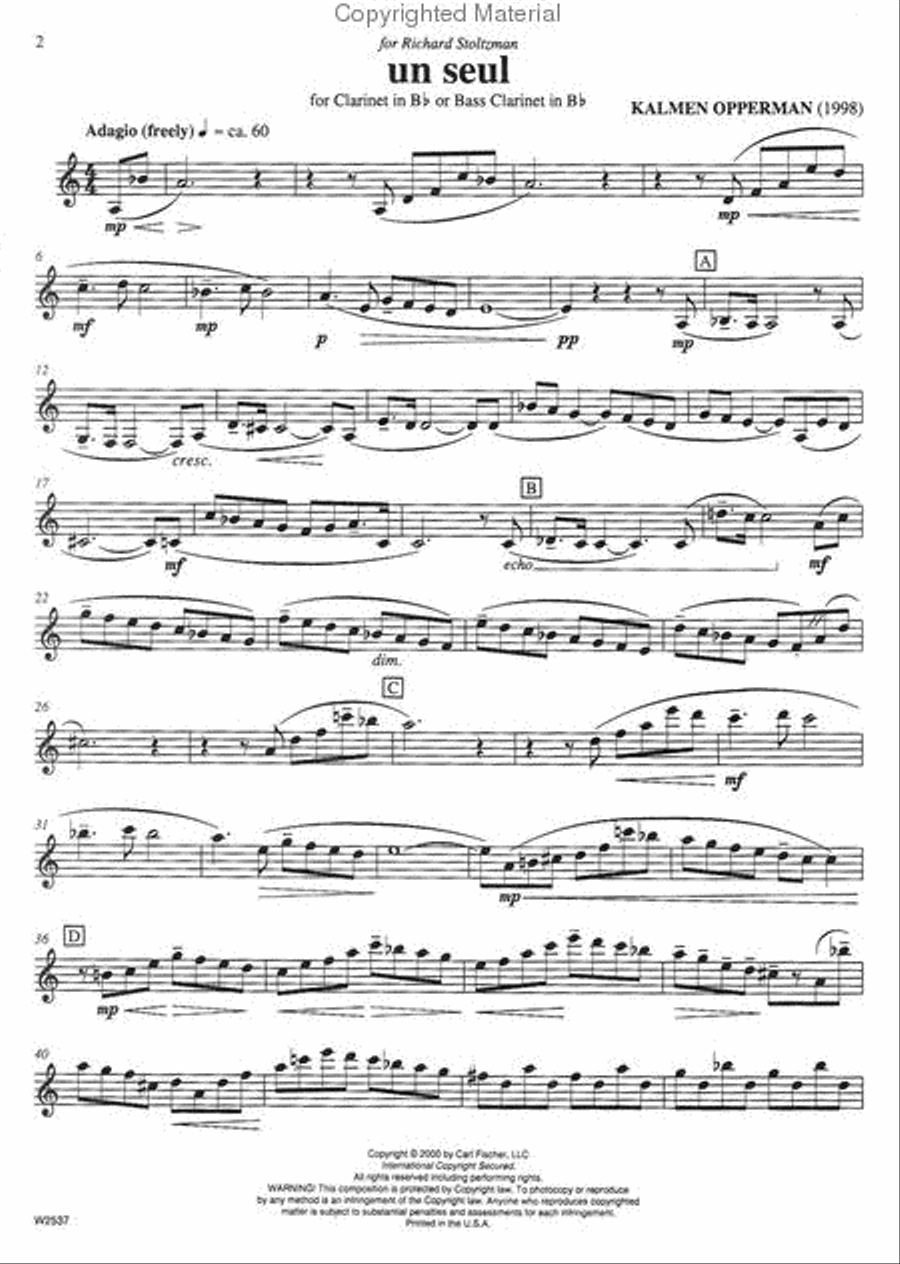 Un seul B-Flat Clarinet scores gallery preview page 2