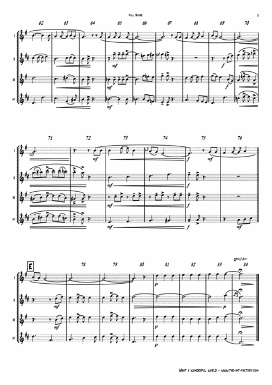 What A Wonderful World Saxophone Quartet scores gallery preview page 3
