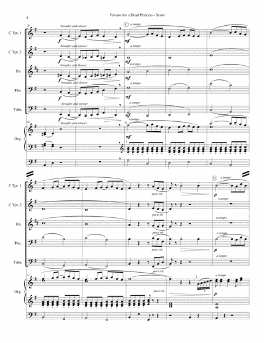Pavane for a Dead Princess (for Brass quintet and Organ) Brass Ensemble scores gallery preview page 5