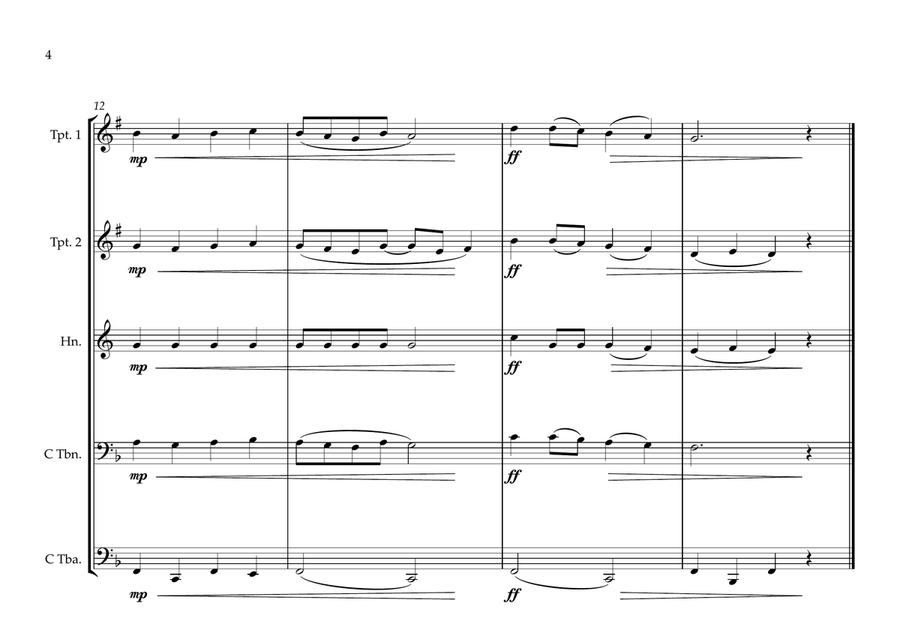 Malawi National Anthem for Brass Quintet (World National Anthem Series) Brass Quintet scores gallery preview page 4