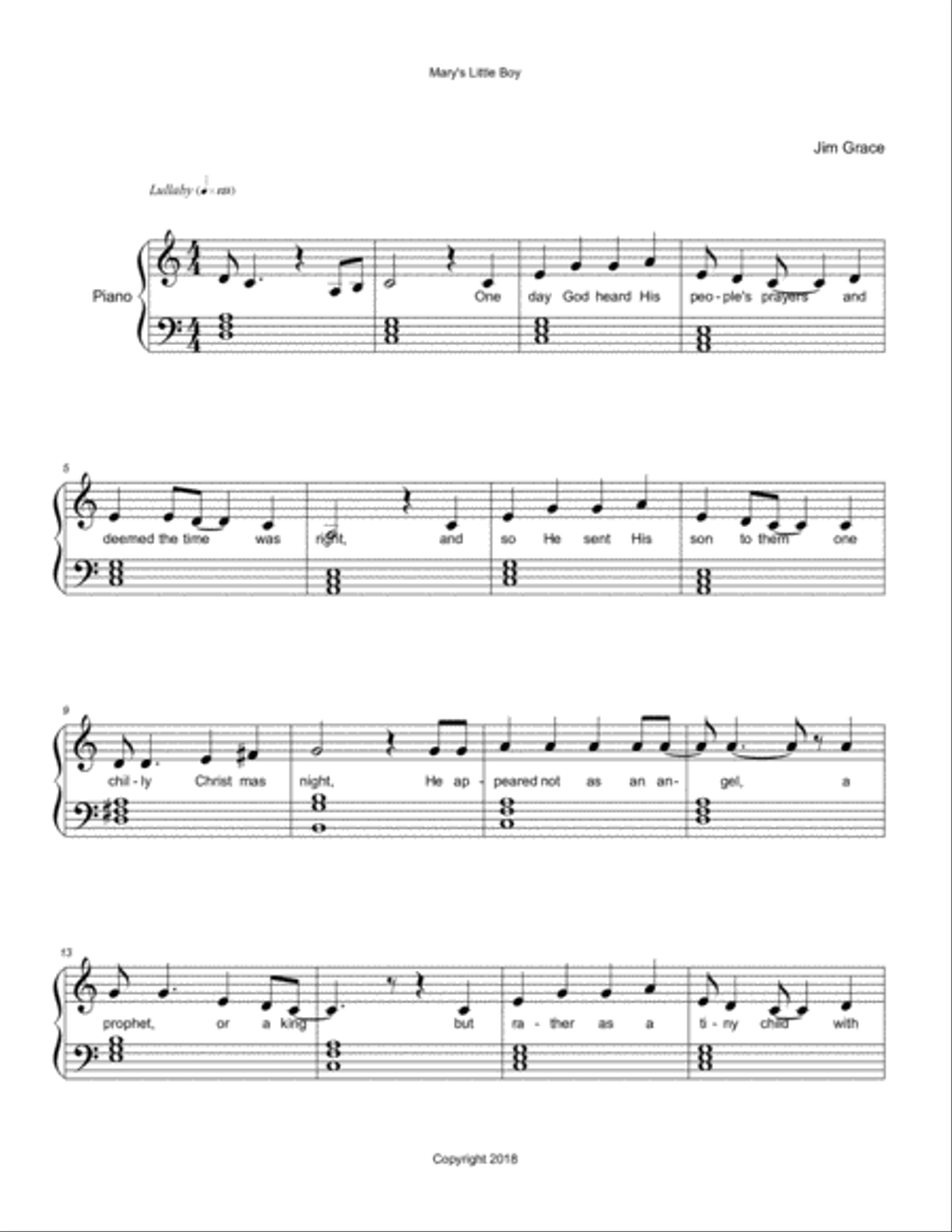 Ltlle Christmas Boy Unison Choir scores gallery preview page 1