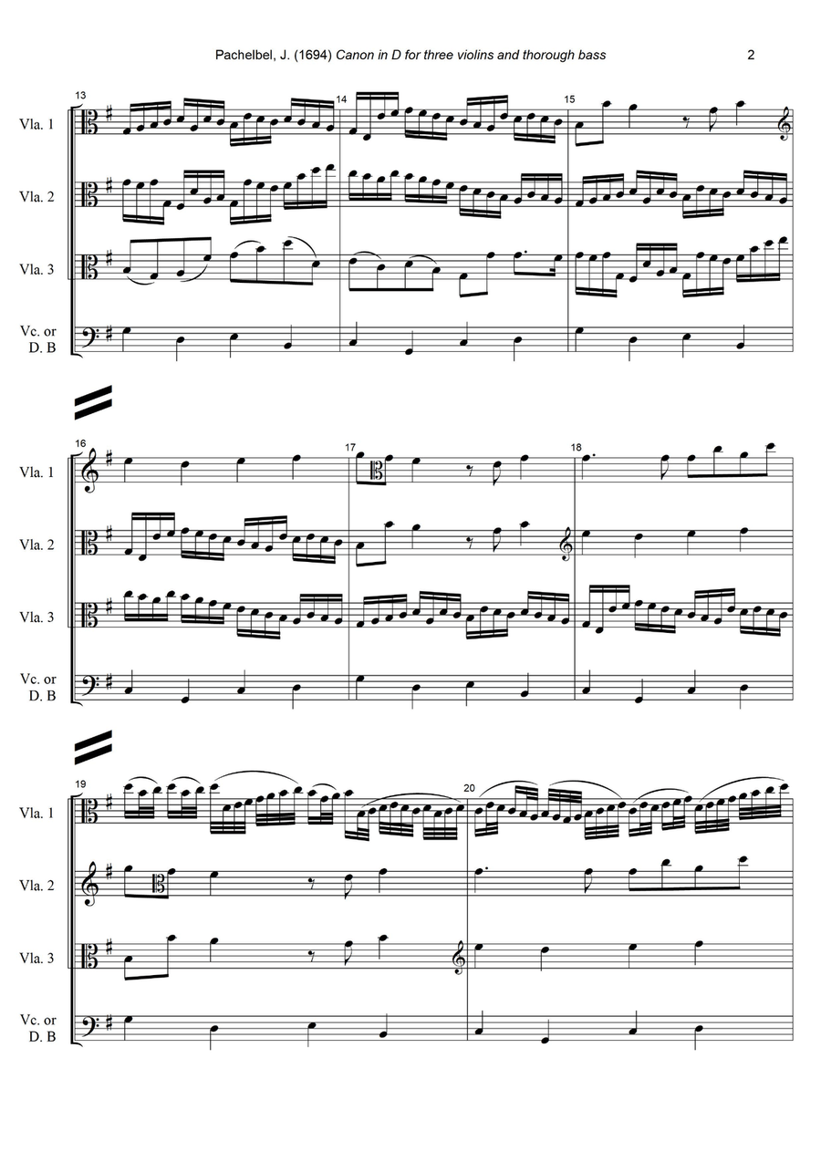 J. Pachelbel - Canon in D-dur, arr. for 3 Violas & Cello or Double Bass String Trio scores gallery preview page 2