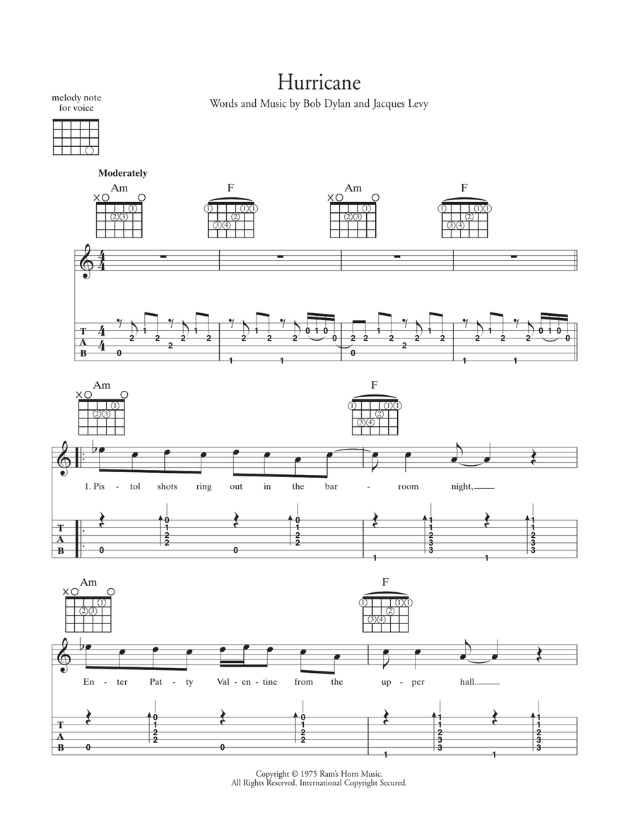 Hurricane Guitar Tablature scores gallery preview page 1