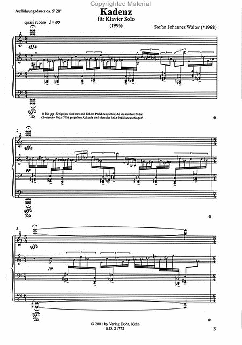 Kadenz für Klavier solo (1995)