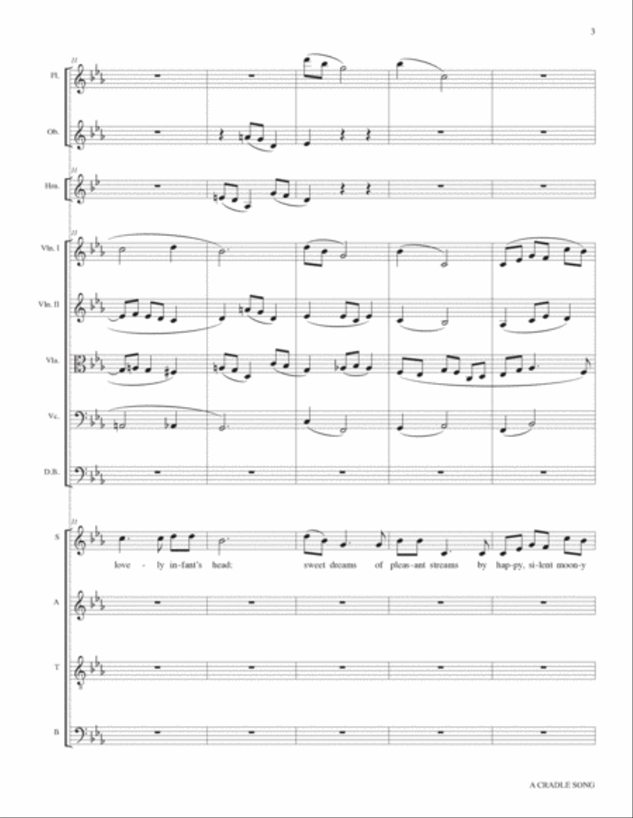 A Cradle Song: Full Score and Parts 4-Part scores gallery preview page 3