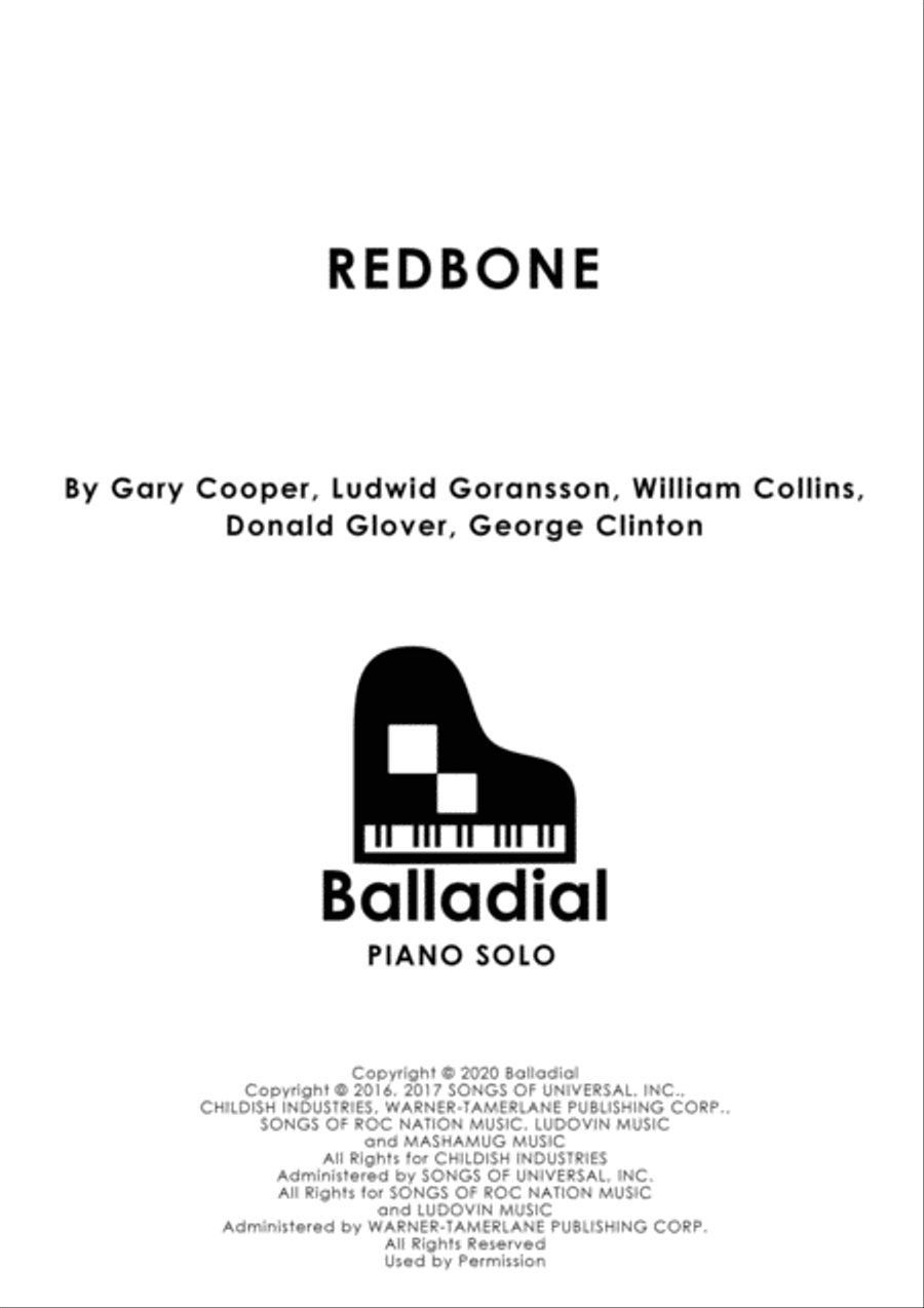 Redbone Easy Piano scores gallery preview page 1
