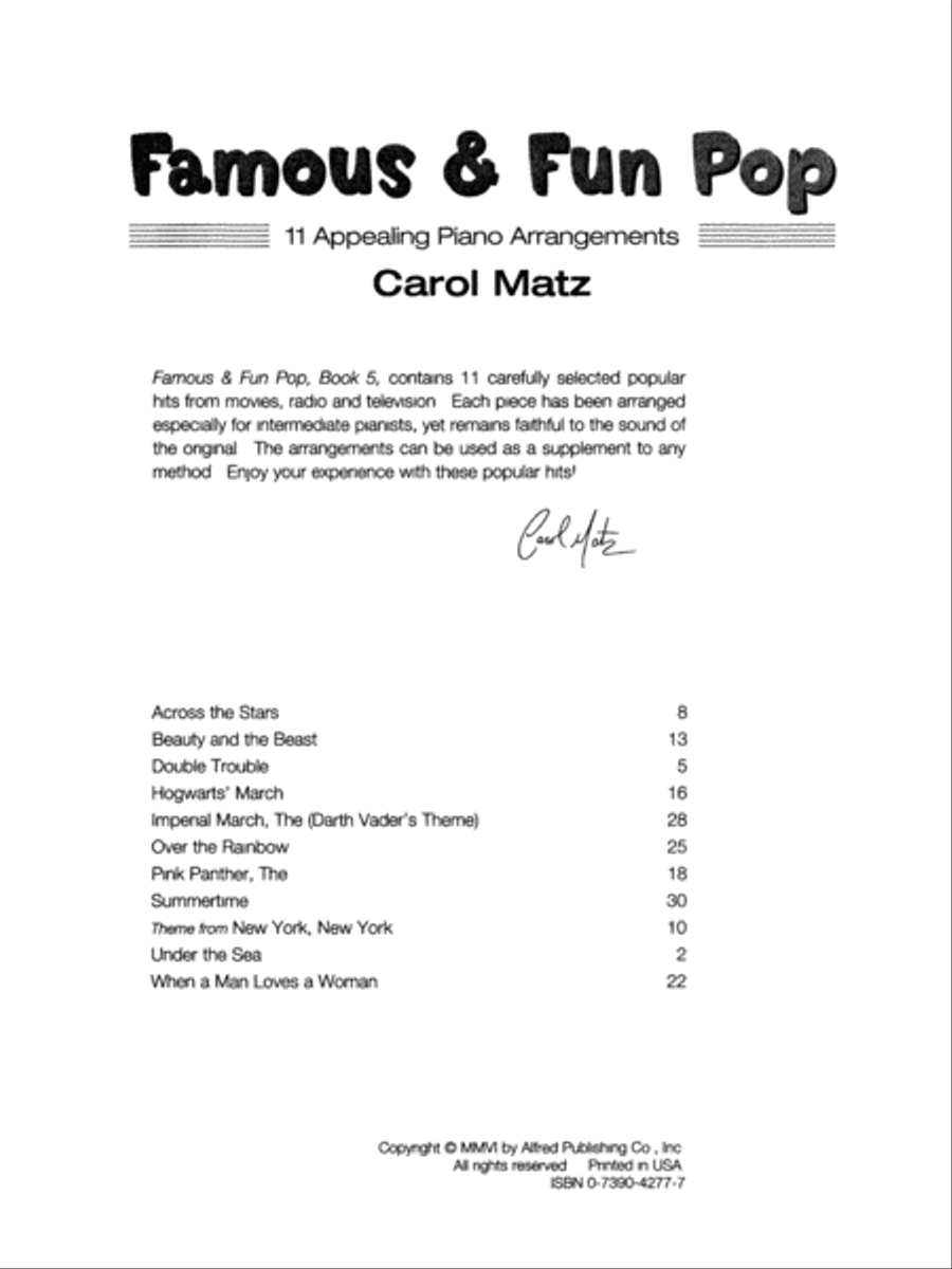 Famous & Fun Pop, Book 5 Famous & Fun Pop, Book 5 Piano Method scores gallery preview page 2