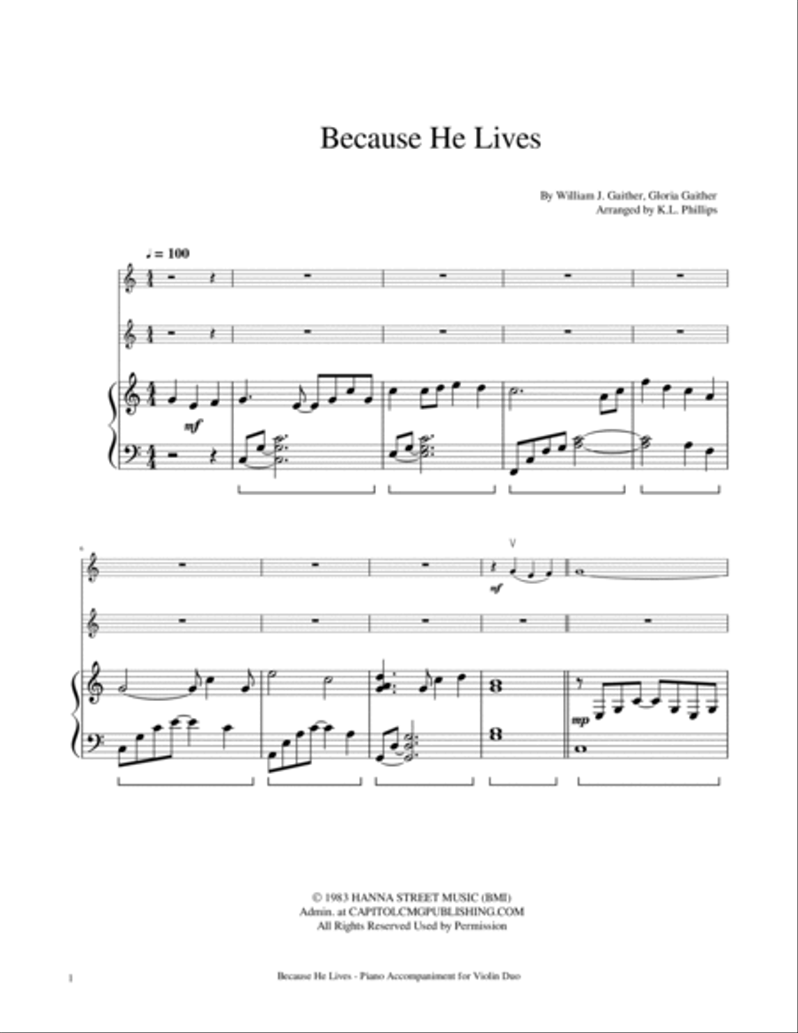 Because He Lives String Duet scores gallery preview page 2