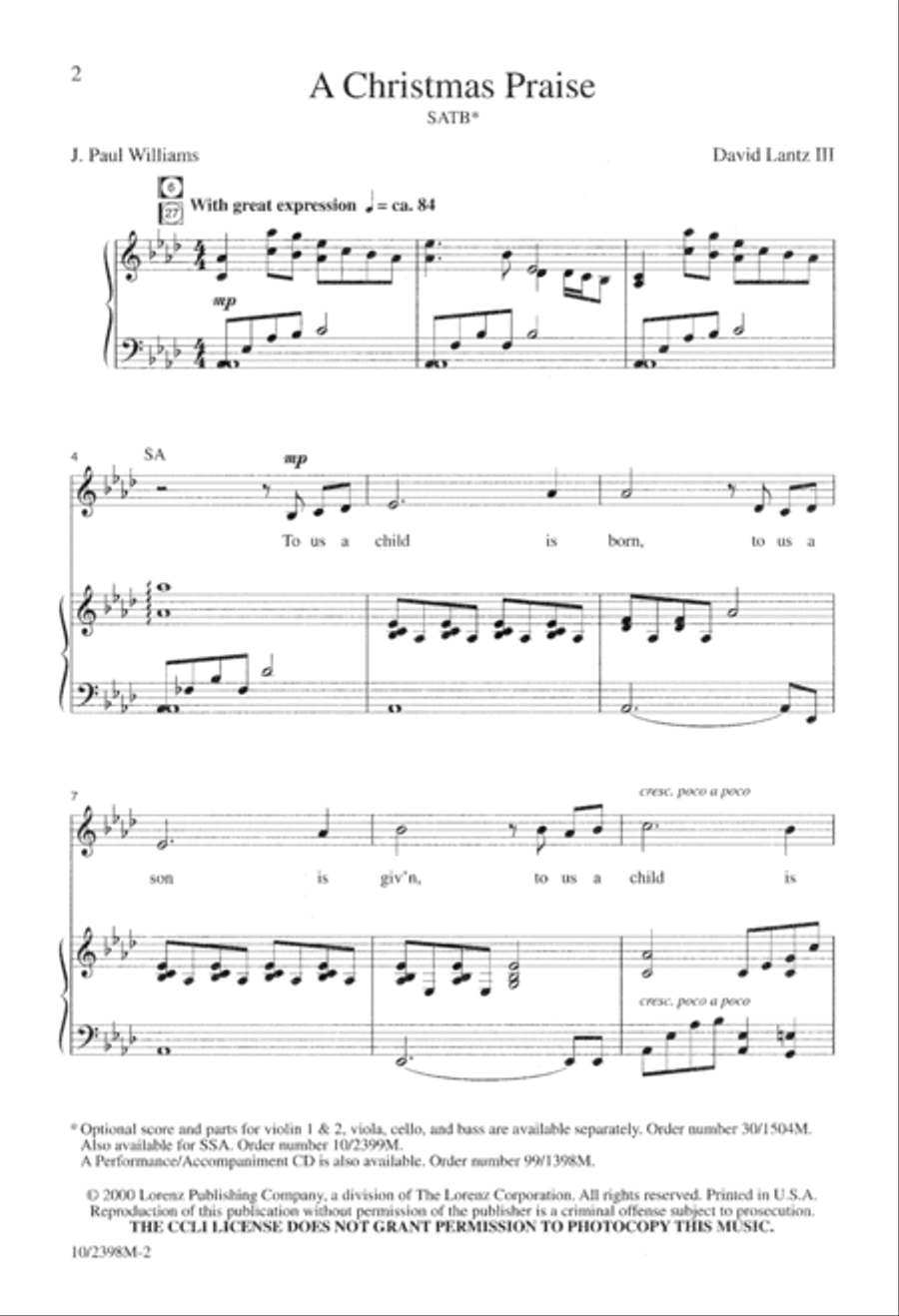A Christmas Praise A Christmas Praise 4-Part scores gallery preview page 2
