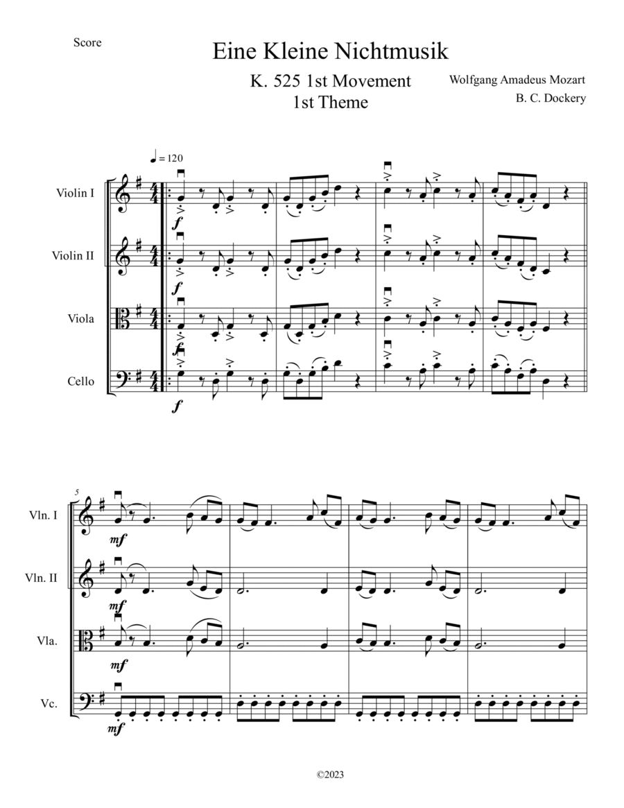 Eine Kleine Nachtmusik (A Little Night Music) for String Quartet String Quartet scores gallery preview page 1