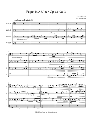 Book cover for Fugue in A Minor for Cello Quartet