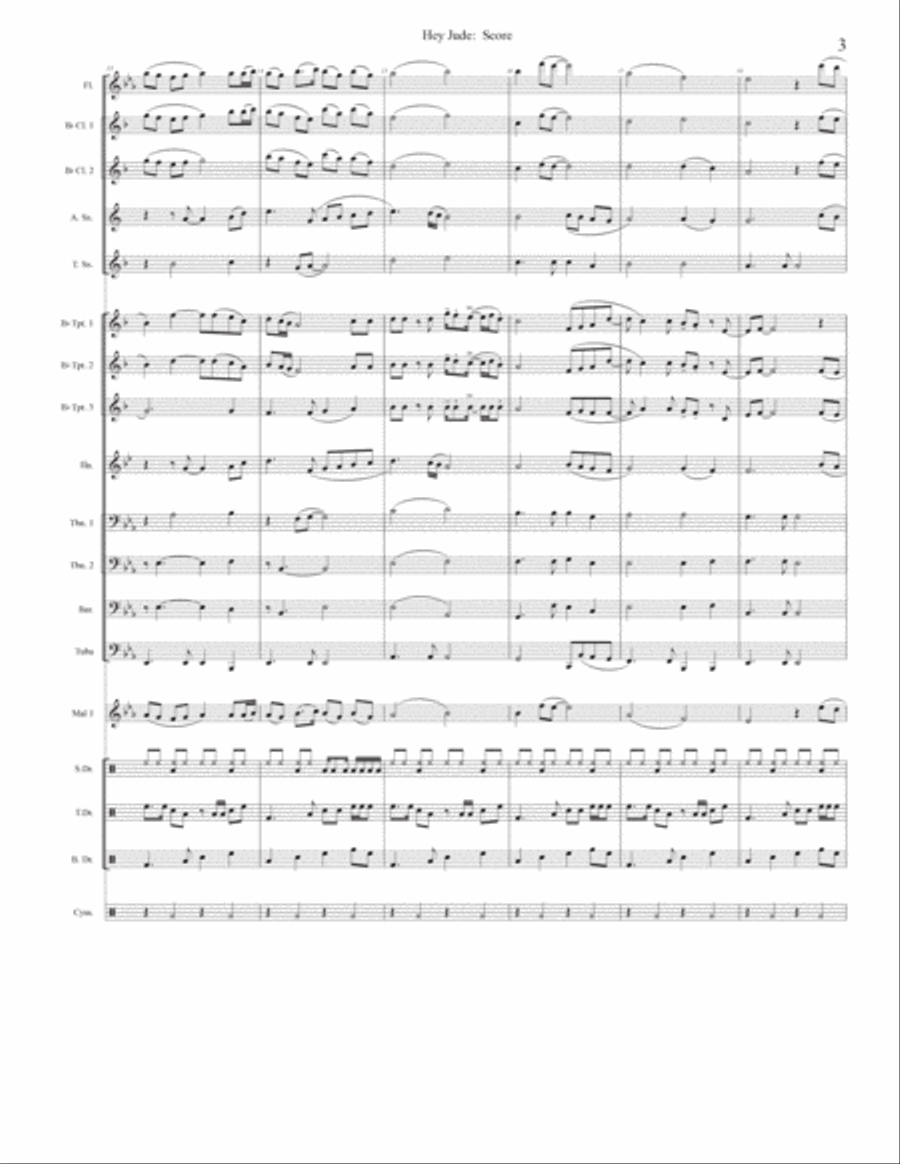 Hey Jude Hey Jude Marching Band scores gallery preview page 3