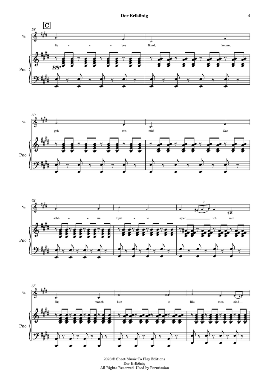 Der Erlkönig by Schubert - Voice and Piano - C# minor (Full Score and Parts) Piano, Vocal scores gallery preview page 5