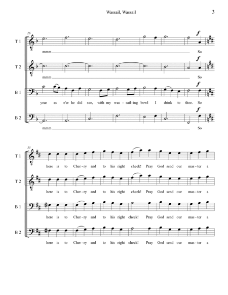 Wassail, Wassail (or the Gloucestershire Wassail) for TTBB Choir, a cappella